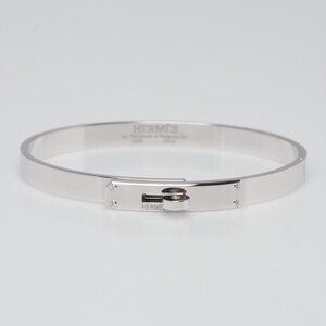 Hermes 18k White Gold and Diamond Small Model Kelly Bracelet Size SH